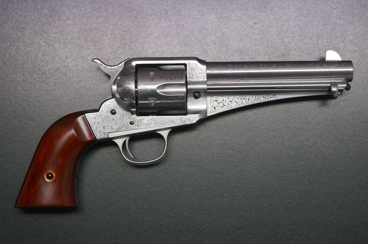 Uberti Outlaw Westernrevolver graviert im Wite Finish
