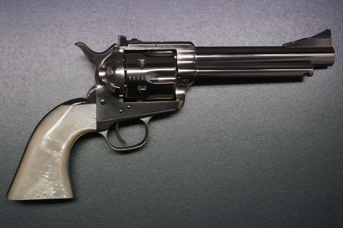 Westernrevolver mit Target Visierung vernickelt