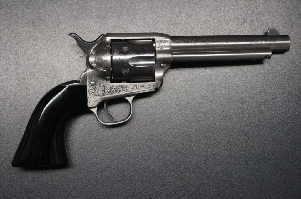Uberti Revolver Old West in Stainless Steel graviert