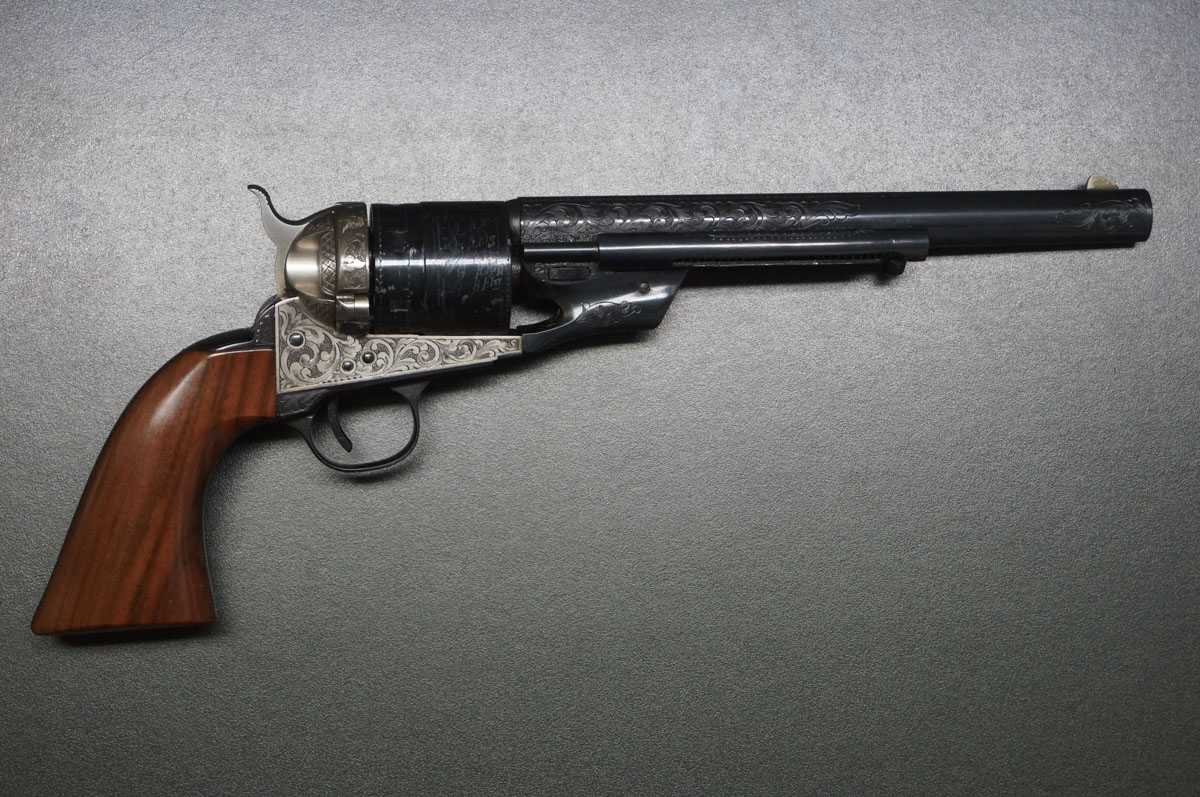 Westernrevolver Richards Army handgraviert